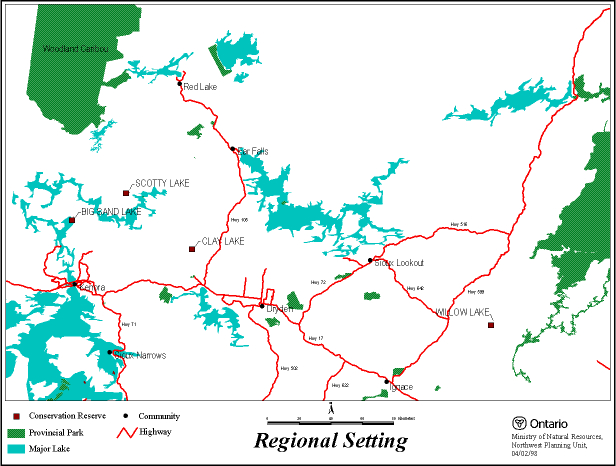 Map showing Clay Lake Conservation Reserve in relation to surrounding region