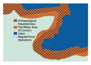 Figure 10: It is important that archaeological potential areas of concern are distinct from overlapping areas of concern for other values