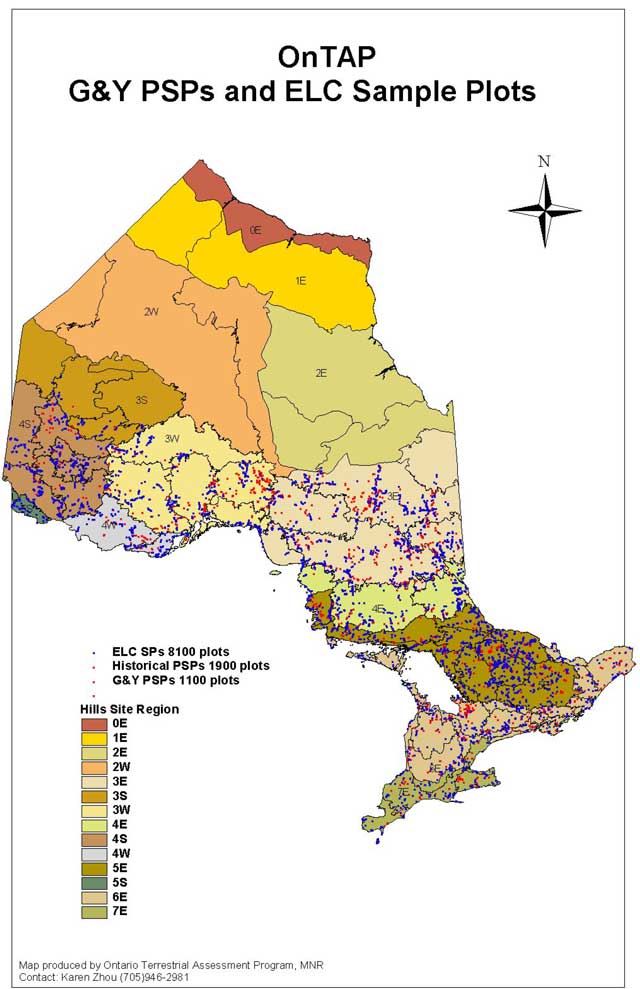 Map of Ontario showing ecological land classification (ELC) data.