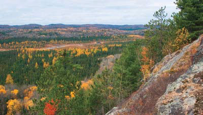 A colour photo of Algonquin Provincial Park in the fall.