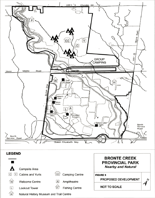 Map showing the proposed development at Bronte Creek Provincial Park