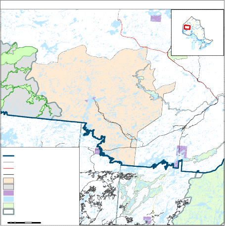 Figure 1: The Cat Lake -Slate Falls planning area covers 1,462,975 hectares, defined on the basis of traplines, existing planning boundaries and arrangements respecting
neighbouring First Nation communities.
