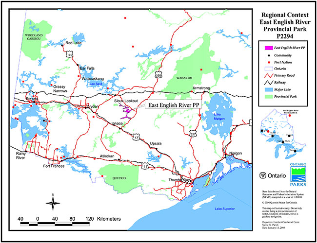 Map of Regional context, East English River Provincial Park.