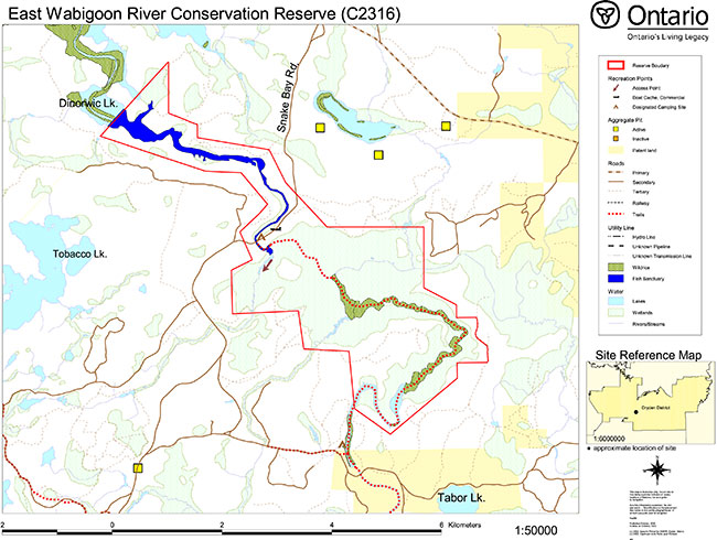 East Wabigoon River Conservation Reserve Values Map