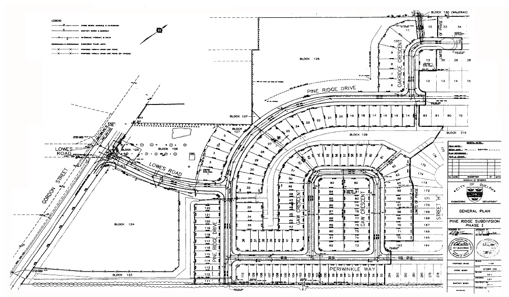 The figure is an example of a general plan design drawing for a subdivision.