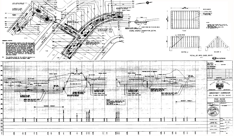 The figure is an example of a greenway corridor detailed design drawing for a subdivision.