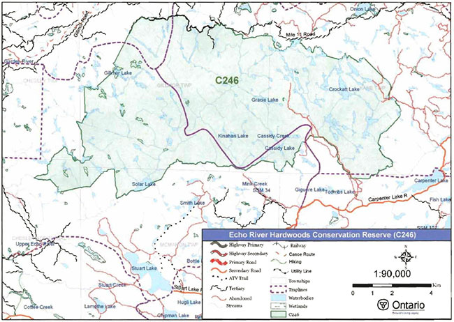 Map of Recreational Values of Echo River Hardwoods Conservation Reserve.