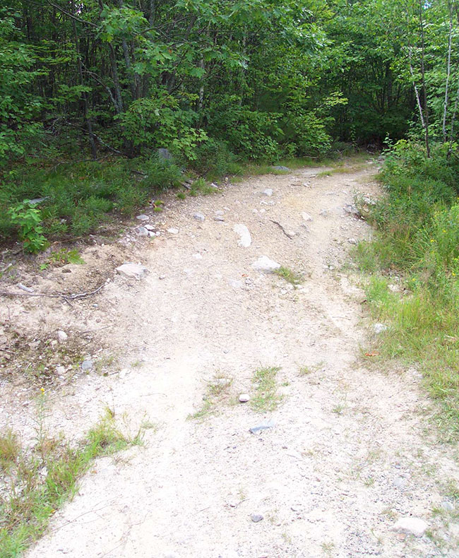 Photo shows Entrance to access trail off Lakes End Road.