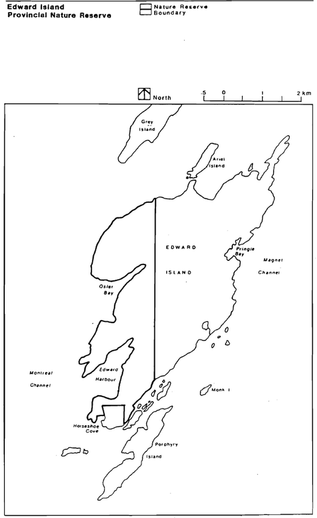 This is a map of Edward island Provincial Nature Reserve indicating the nature reserve and boundaries.