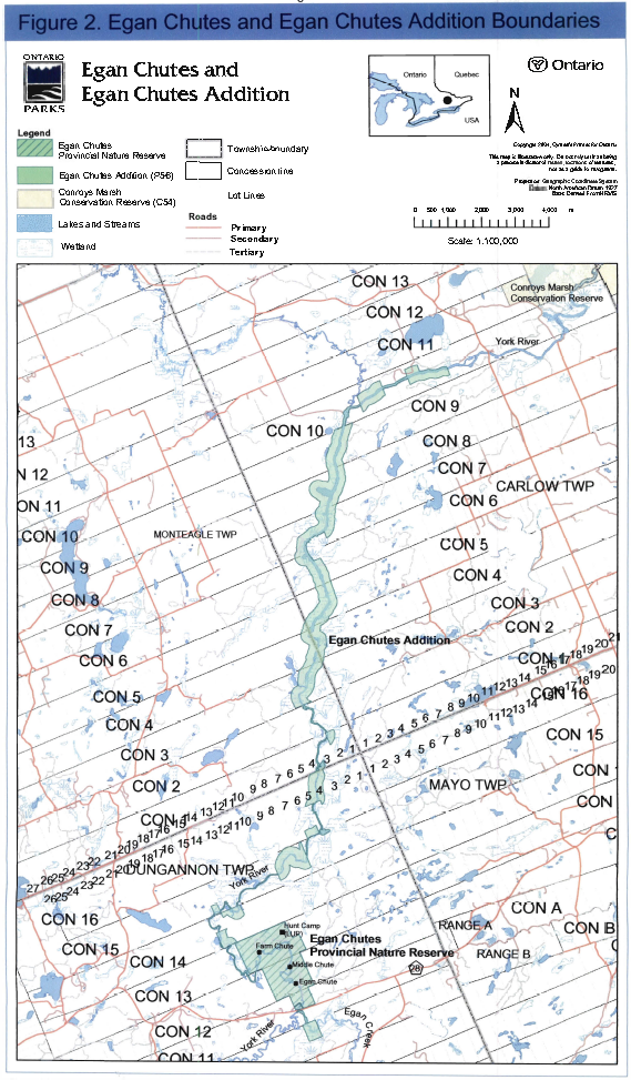This is a map of Egan Chutes and the surrounding concession lines