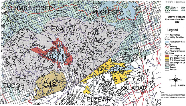 Elzevir peatlanc conservation reserve site map.