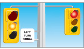 a fully-protected left turn light with yellow light