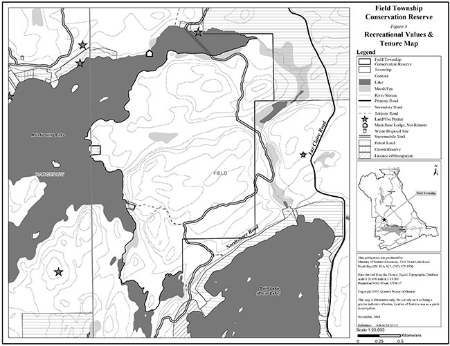 recreational values & tenure map of Field Township Conservation Reserve