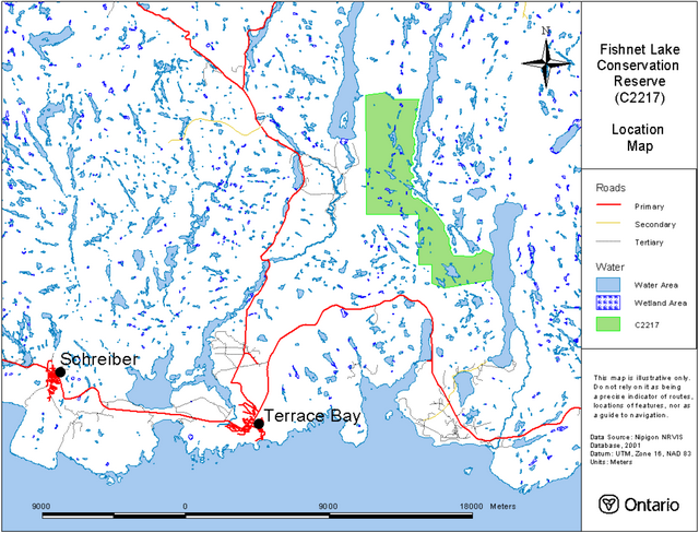 Site location reference map of Fishnet Lake Conservation Reserve