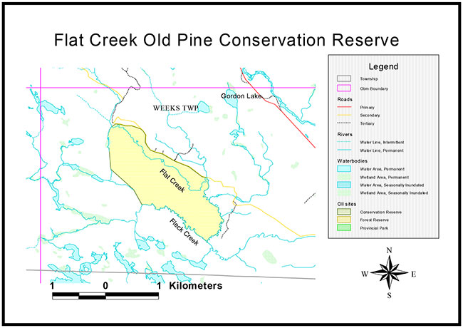 This photo shows the site map of flat creek old pine conservation reserve.