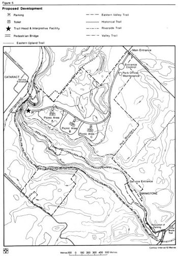 Map showing the Proposed Developments inside of Forks of the Credit Provincial Park