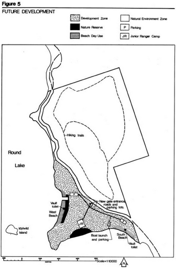 Map showing future development inside of Foy Provincial Park