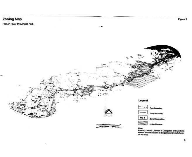 Map of French River Provincial Park’s boundary and zoning.