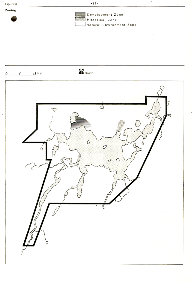 A map of the zones within Fushimi Lake Provincial park.