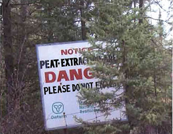 this photo shows Peat extraction signage.