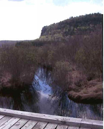 this photo shows View looking southeast along drainage canal from bridge into southern part of C.R