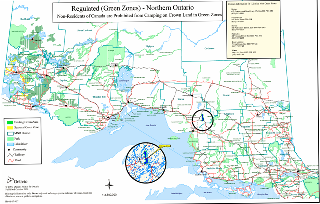 A map of regulated green zones in Ontario