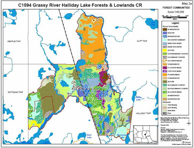 This photo shows a detailed map for forest communities in grassy river.