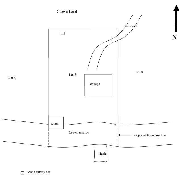 Sample application sketch showing road plans on Crown land.