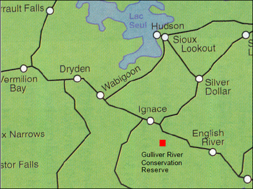 Map showing the general location of Gulliver Conservation Reserve in relation to surrounding region
