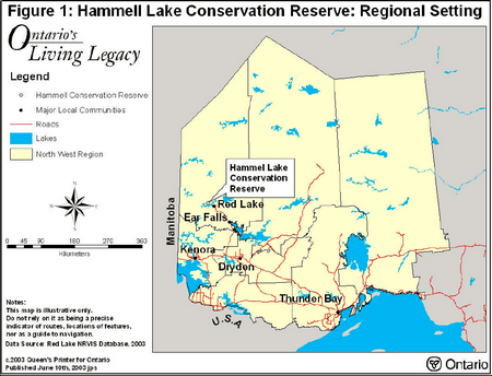 Map showing the location of Hammell Lake Conservation Reserve in relation to surrounding area