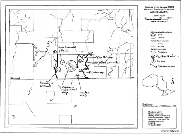 This is a map of Henwood Township Forest and Wetland Lacustrine
