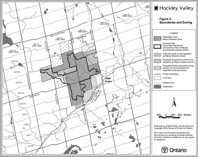 Illustration of the Hockley Valley boundaries and zoning