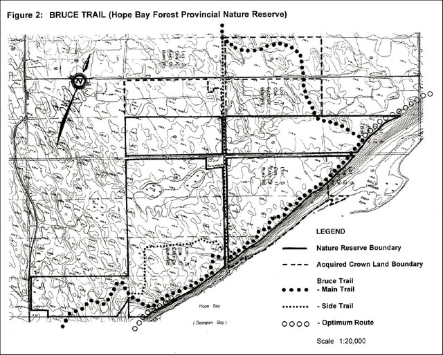 Map of Bruce Trail (Hope Bay Forest Provincial Nature Reserve)