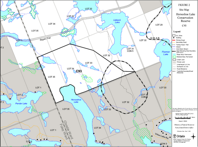 Map showing the site map of Horseshoe Lake Conservation Reserve