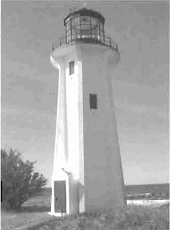 photo of a lighthouse, Coast Guard lighthouse built in 1912, southern tip of island.