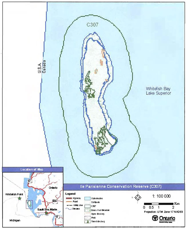 This is a detailed map informing about Landforms in Ile Parisienne Conservation Reserve,according to provincial landform coverage.