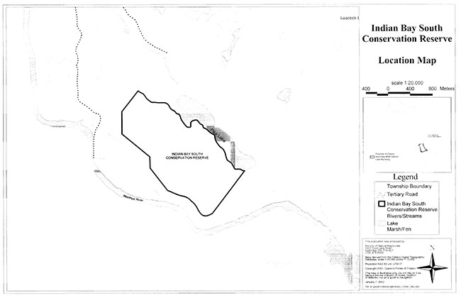 This map shows detailed information about Location map of Indian Bay South Conservation Reserve.