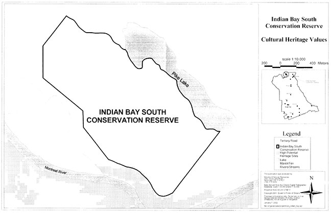 Thi smap illustrates Cultural Heritage Values of Indian Bay South conservation Reserve.