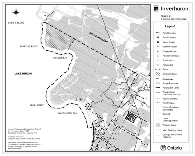 This is the existing development map (figure 2) of Inverhuron Provincial Park