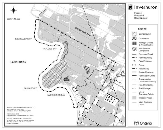 This is a proposed development map (figure 4) of Inverhuron Provincial Park