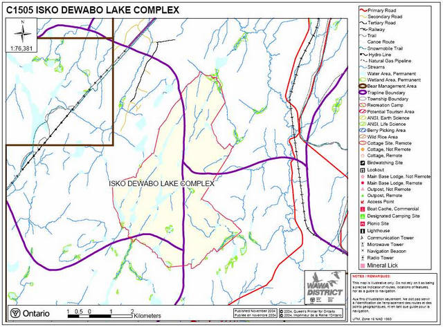 This is a recreational inventory map of Isko Dewabo Lake Complex