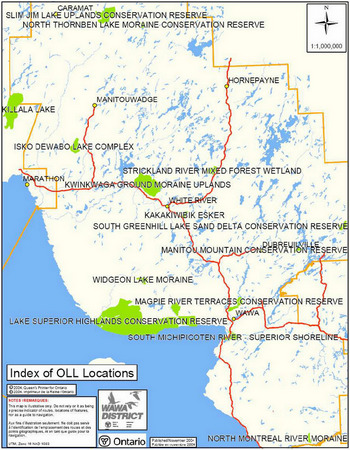 This is a site location map of Ontario’s Living Legacy locations