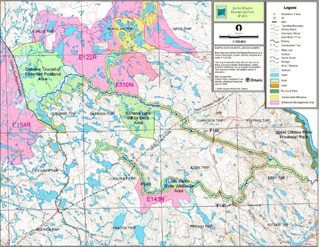 Map showing the park boundary for Jocko Rivers Provincial park