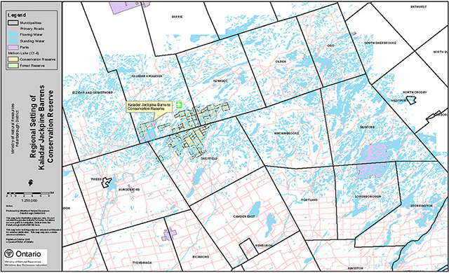 This is the regional settings map for Kaladar Jack Pine Barrens