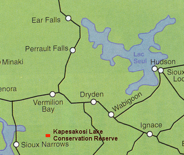 This map provides a general location of Kapesakosi Lake Conservation Reserve