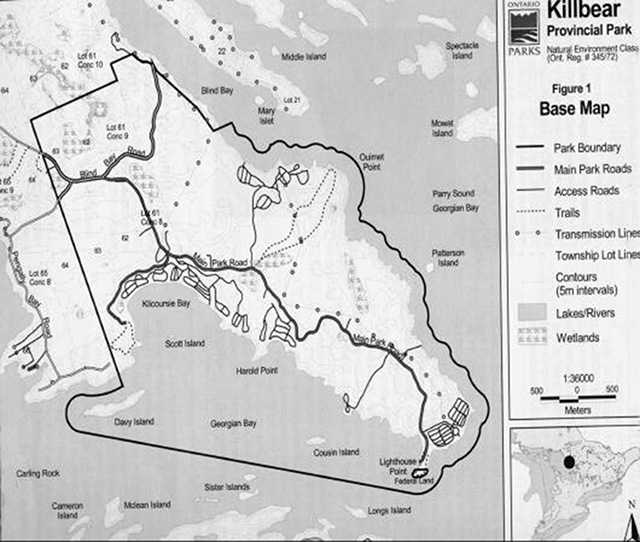 This is figure 1 base map of Killbear Provincial Park