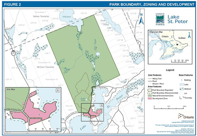 This map provides detailed information about Park Boundary, Zoning and Development.
