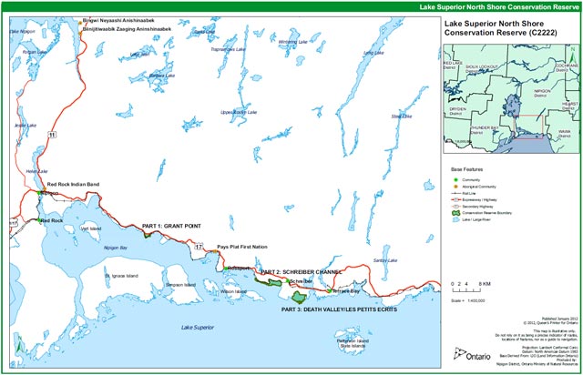 This is the site location reference map for Lake Superior North Shore Conservation Reserve (C2222)