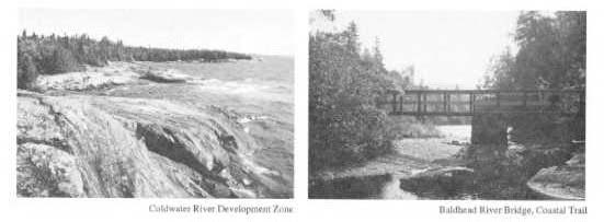Photo on the left is of Coldwater River Development Zone and the photo on the right is a shot of Baldhead River Bridge, Coastal Trail.