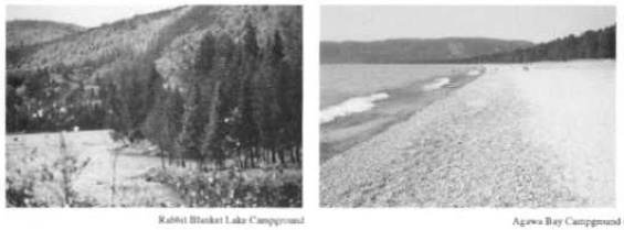 Photo on the left is Rabbit Blanket Lake and the photo on the right is Agawa Bay campground.